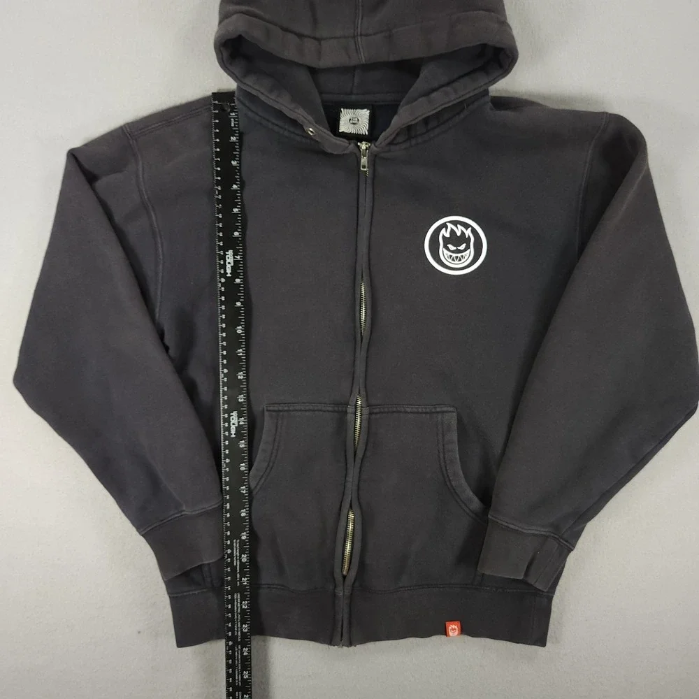 Vintage Spitfire Zip Up Hoodie Mens S Black Skate Grunge Y2k Pullover - Picture 5 of 15